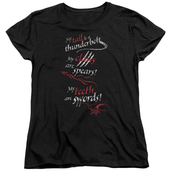 Hobbit Tail Claws Teeth S/S Women's T-Shirt Black