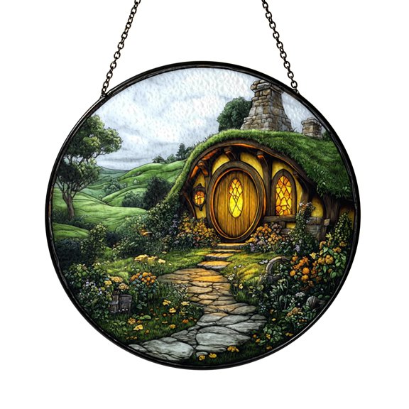 Hobbiton & The Shire Window Hanging, Stained Glass Ornament for Fantasy Lovers7b13_0