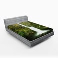 thumbnail image 1 of Ambesonne Hobbits Fitted Sheet, Waterfall Oregon Bridge, Queen Size, Green, 1 of 2
