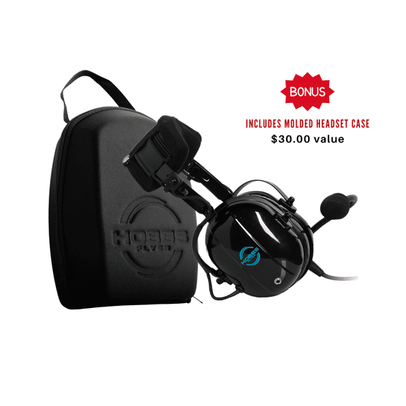 Hobbs Flyer H1 Passive Aviation Pilot Headset with Music Input and Carry Case