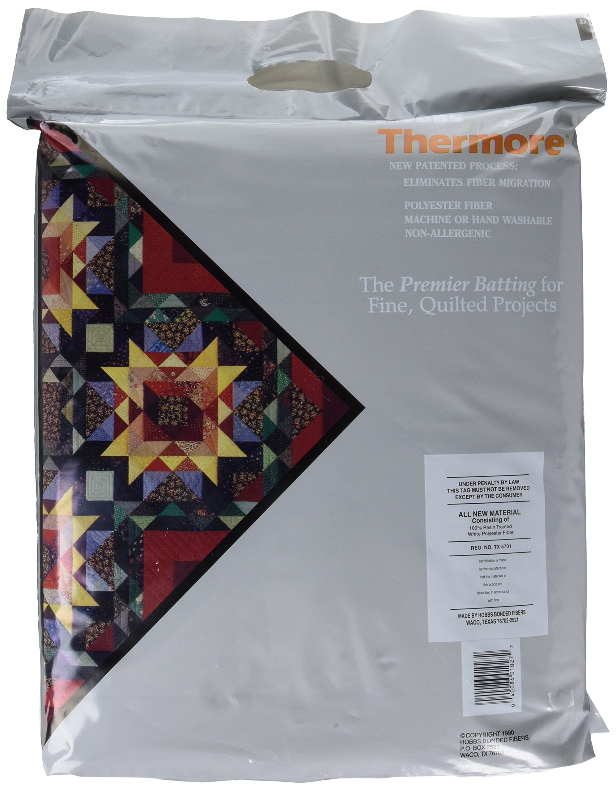 Hobbs TM90 90" x 108" Polyester Thermore Batting, Ultra Thin Queen Size