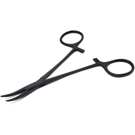 Hobby Building Tool for Model Assemble Building Repairing and Fixing DIY Craft Pliers With Full Serrated Jaws - Curved Tips - Black - 5.5"