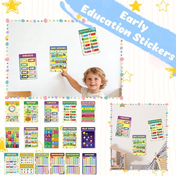 Hobby Charts & Posters, Hobby Posters, Abc Posters for Classroom Wall, Student Posters for Toddlers, 16 Pack Boho Hobby Posters for 1-5 Year Olds, 28X17 Inch Large Size for