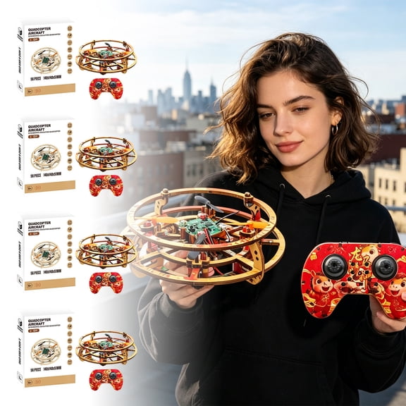 Hobby Drone Kit, Wooden Building Blocks, Hobby Toys, Hobby Drone, with Step-By-Step Build Instructions, 6-Axis Gyro Stabilization, and Light Weight Frame That Reduces Damage Risk
