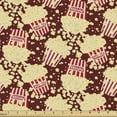 thumbnail image 1 of Ambesonne Hobby Fabric by the Yard Upholstery, Movie and Popcorn Pattern, 2 Yards, Maroon Multicolor, 1 of 4
