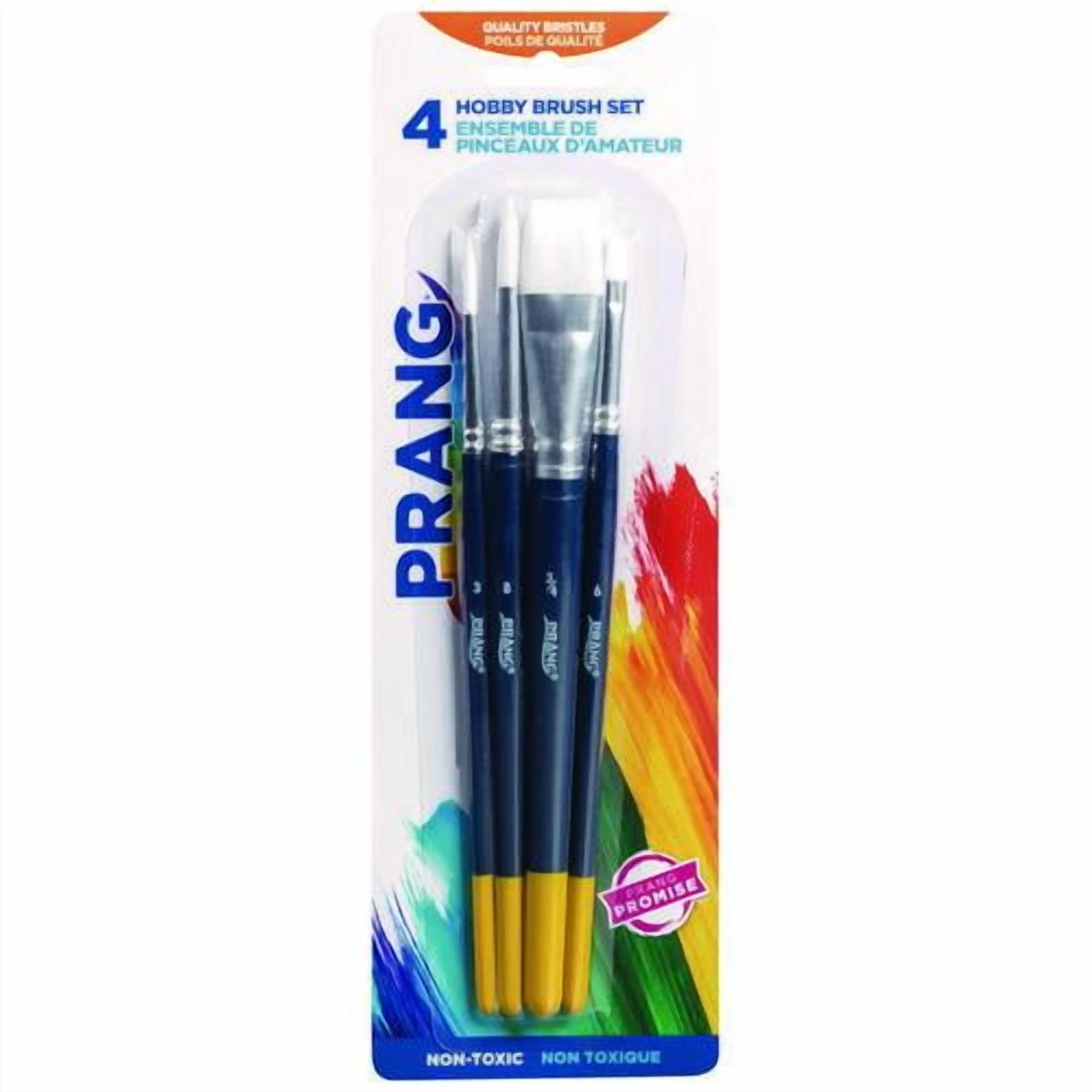 Hobby Four-Brush Set, Assorted, Synthetic, Flat; Round, 4/pack | Bundle of 5