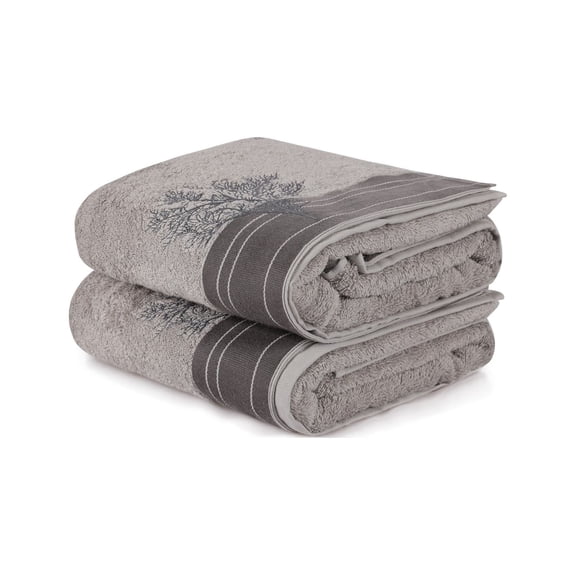 Hobby-Infinity-Grey Dark Grey-2 Pieces Bath Towel Set