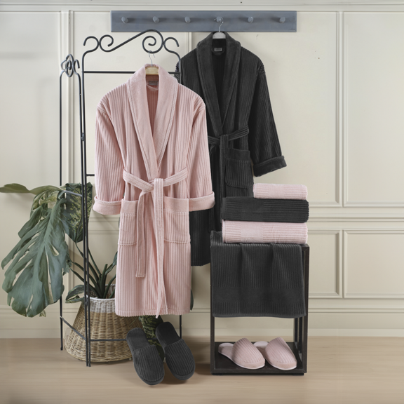 Hobby Lussa - Cotton Bathrobe Set - Powder Anthracite