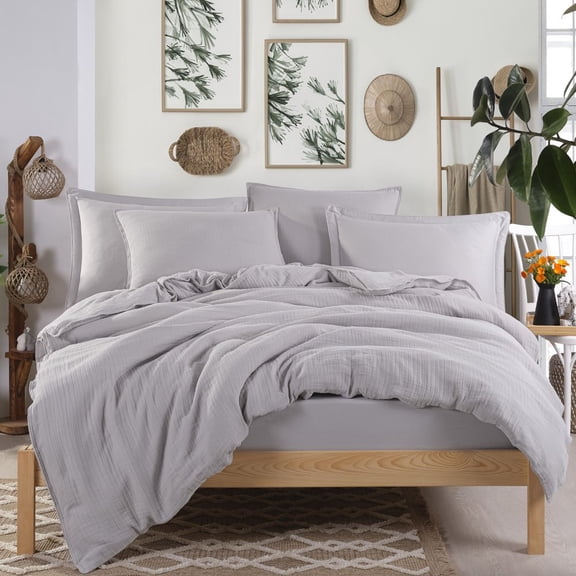 Hobby Muslin Double Duvet Cover Set - Grey