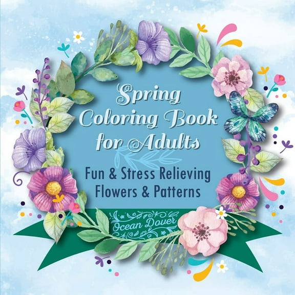 Hobby Photo Illustrator Therapy Spring Coloring Book for Adults: Fun & Stress Relieving Flowers & Patterns, (Paperback)