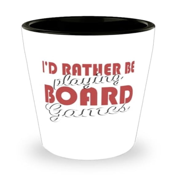 Unique Board Games Enthusiast Shot Glass, I'd Rather Be Playing Quote, Chess Lover Gift, Premium Mini Glassware, 1.5oz Capacity, White