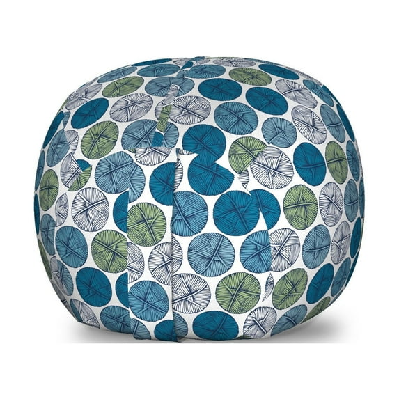 Hobby Storage Toy Bag Chair, Knitting Themed Pattern with Doodle Drawn Balls of Yarn on Plain Background, Stuffed Animal Organizer Washable Bag, Small Size, Multicolor, by Ambesonne