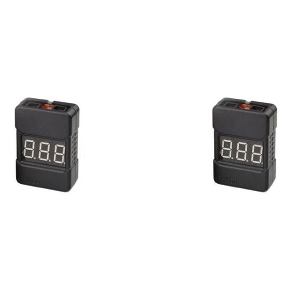 HobbyFlip 1-8S Li-Po Battery Alarm Buzzer Indicator Tester Low Voltage Meter Compatible with RC Aircraft 2 Pack