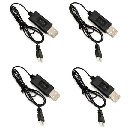 HobbyFlip 3.7V USB Battery Charger any mAh Auto Shut Off w LED Charge H107-06 Compatible with JJRC 1000A 4 Pack