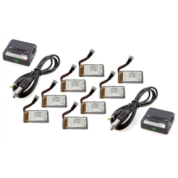 HobbyFlip 3.7v 350mAh LiPo Battery(8) Dual Charger(2) Compatible with JJRC F180