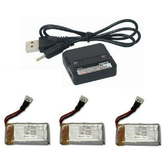 HobbyFlip 3.7v 350mAh Lipo Battery(3) Dual Charger Compatible with Walkera Mini CP