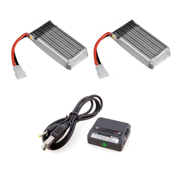 HobbyFlip 3.7v 380mAh LiPo Battery (Qty 2) and Dual Charger Compatible with Eachine CG022