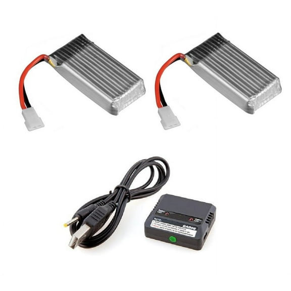 HobbyFlip 3.7v 380mAh LiPo Battery (Qty 2) and Dual Charger Compatible with iDrone YiZhan i4W