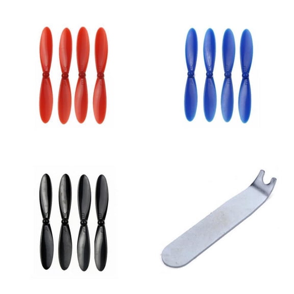 HobbyFlip 55mm Propellers Blue Black and Red w/ Puller Wrench Tool Compatible with Hubsan X4 H107D