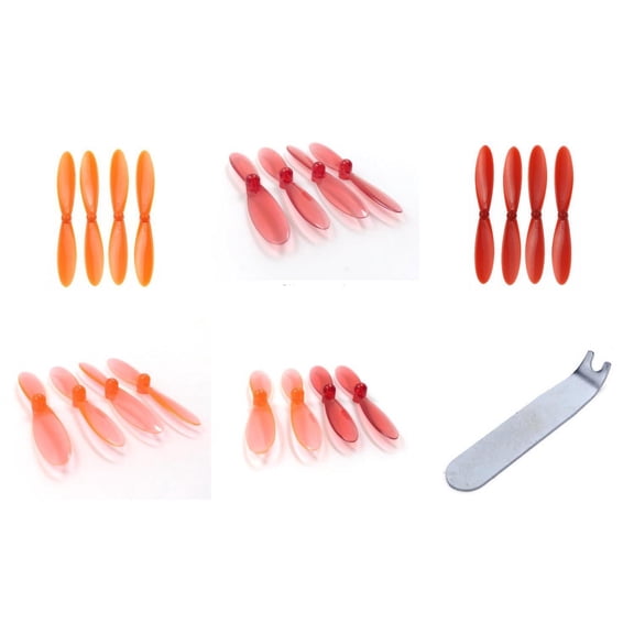 HobbyFlip 55mm Propellers Clear Orange and Red w/ Orange and Red w/ Puller Tool Compatible with Hubsan X4 H107D
