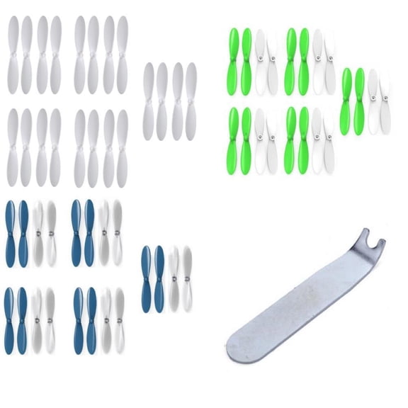 HobbyFlip 55mm Propellers White Blue/Clear and Green/White w/ Puller Tool Compatible with Hubsan X4 H107C+ PLUS