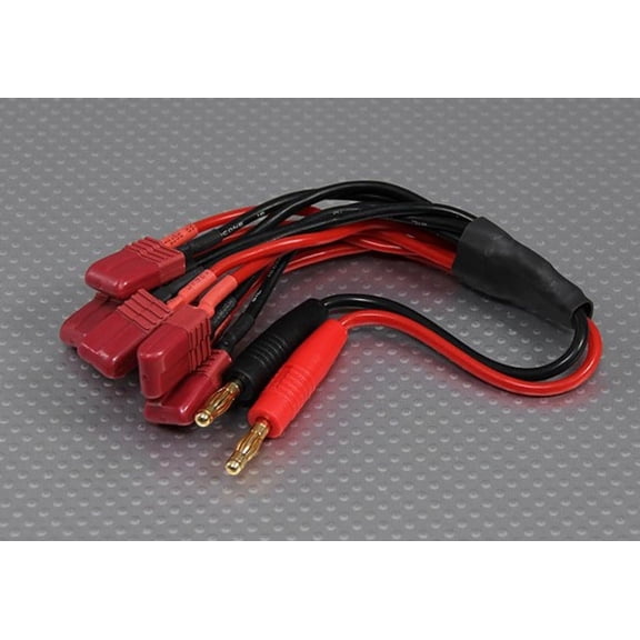 HobbyFlip 6x Deans T-Connector Charge Lead 4mm Banana Plug Charging Harness Adapter Compatible with RC Drone