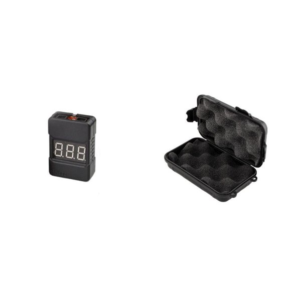HobbyFlip Black Shockproof Waterproof Airtight Survival Case 1-8S Li-Po Battery Alarm Compatible with RC Drone