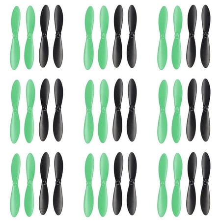 HobbyFlip Propellers Blades Black Green Set of 4 Props H107-A36 Compatible with Hubsan X4 H107 9 Pack