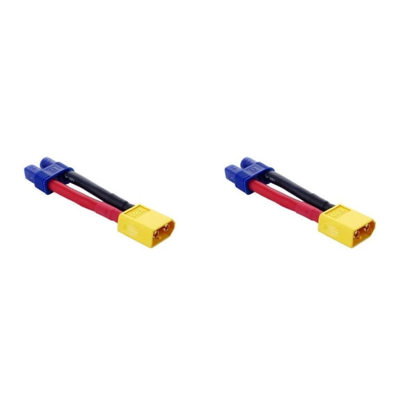 HobbyFlip RC Female EC3 to Male XT60 Converter Adapter Li-Po Power Connector Compatible with RC Aircraft 2 Pack