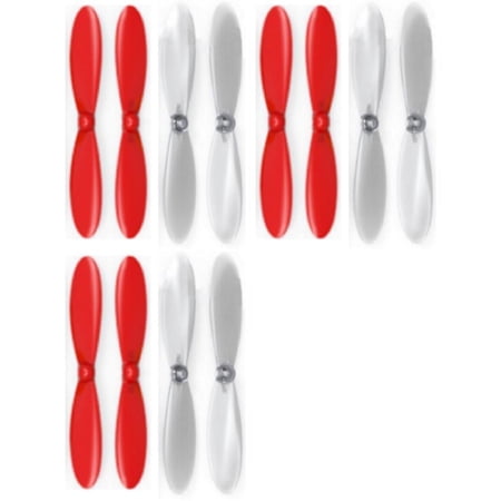 HobbyFlip Red Clear Propeller Blades Props Propellers Transparent Compatible with Hubsan X4 H107 3 Pack