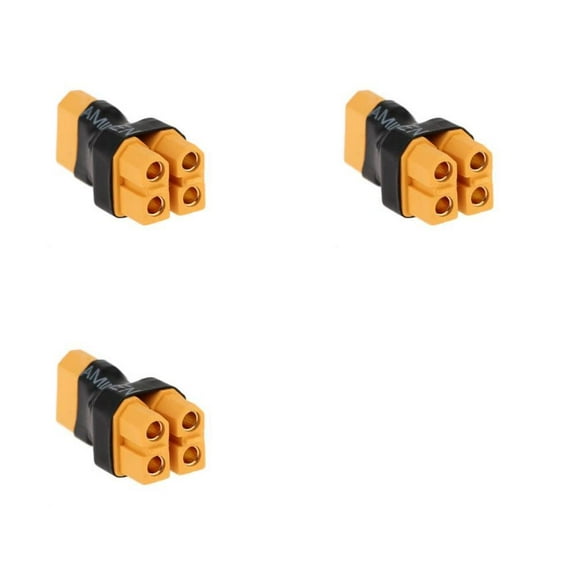 HobbyFlip XT60 Parallel Battery Connector Two Female One Male Power Plug RC Compatible with RC Aircraft 3 Pack