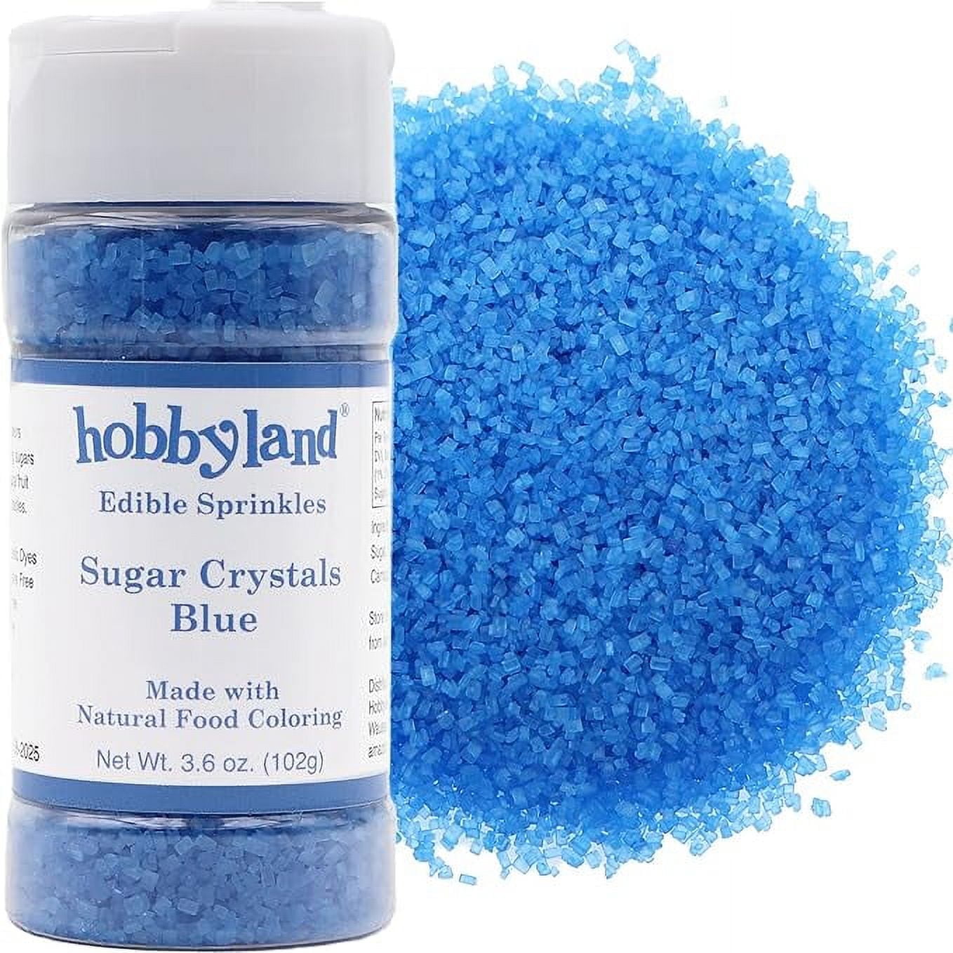 Hobbyland All Natural Decorating Sugar Crystals (Blue, 3.6 oz) Made with Natural Food Coloring