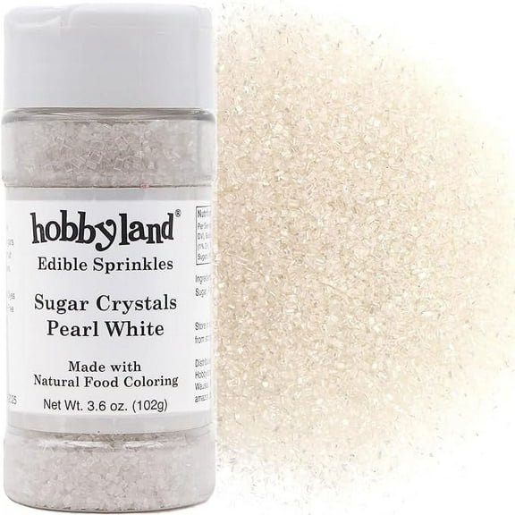 Hobbyland All Natural Decorating Sugar Crystals (Pearl White, 3.6 oz) Made with Natural Food Coloring