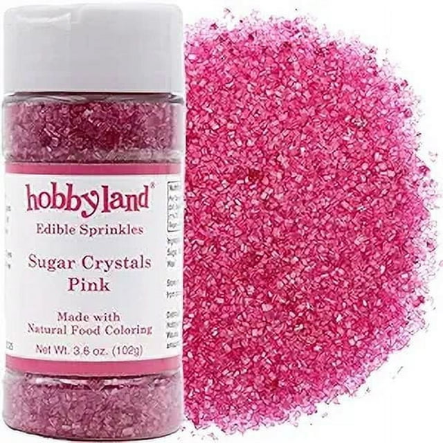 Hobbyland All Natural Decorating Sugar Crystals (Pink, 3.6 oz) Made with Natural Food Coloring