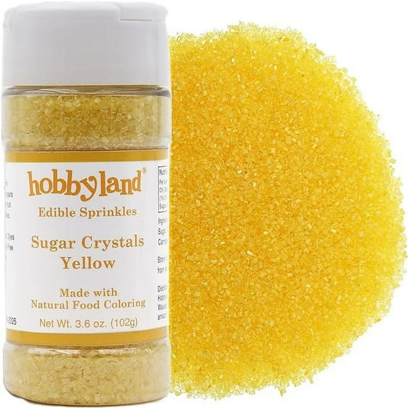 Hobbyland All Natural Decorating Sugar Crystals (Yellow, 3.6 oz) Made with Natural Food Coloring