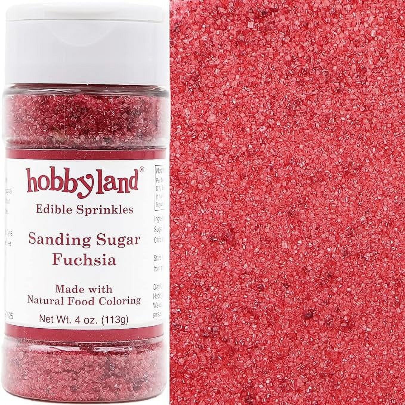 Hobbyland All Natural Sanding Sugar (Fuchsia Sugar, 4 oz) Handcrafted Color with Natural Food Coloring