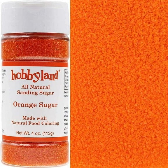 Hobbyland All Natural Sanding Sugar (Orange Sugar, 4 oz) Made with Natural Food Coloring