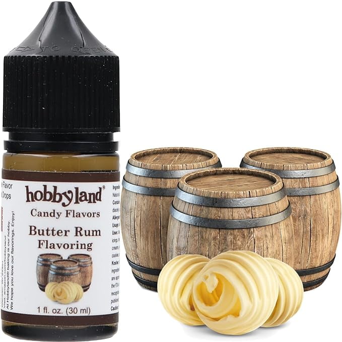 Hobbyland Candy Flavors (Butter Rum Flavoring, 1 Fl Oz) Food Flavoring