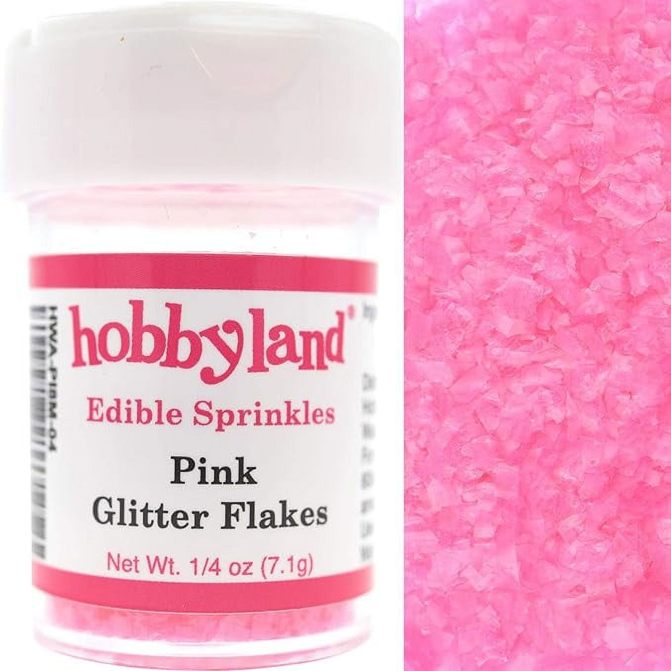 Hobbyland Edible Glittery Flakes (Pink, 1/4 oz)