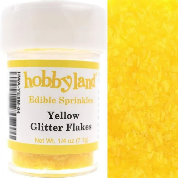 Hobbyland Edible Glittery Flakes (Yellow, 1/4 oz)