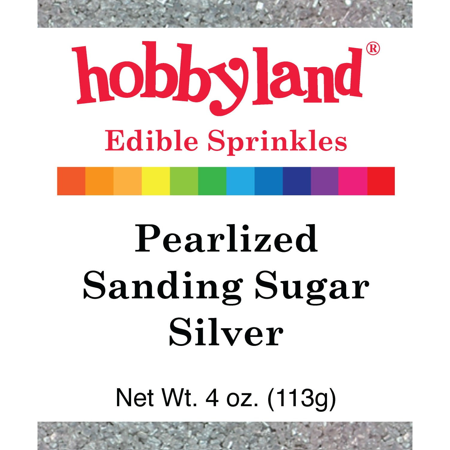 Hobbyland Edible Sprinkles, Pearlized Sanding Sugar, Silver, 4 Oz