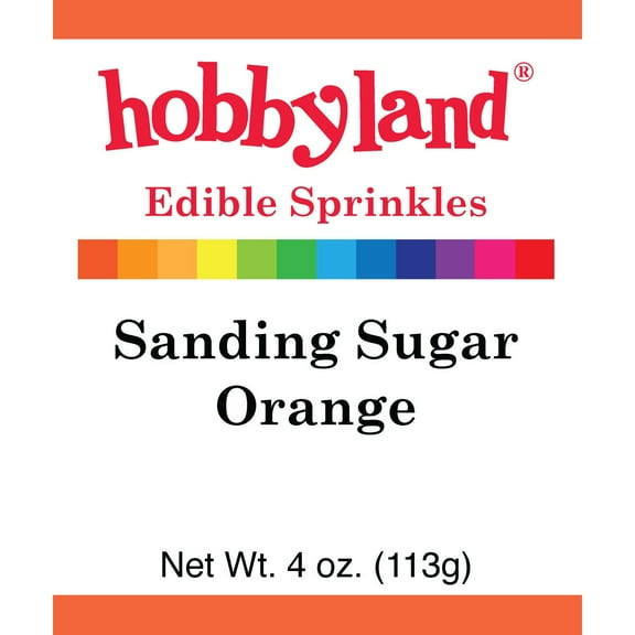 Hobbyland Edible Sprinkles, Sanding Sugar, Orange, 4 Oz