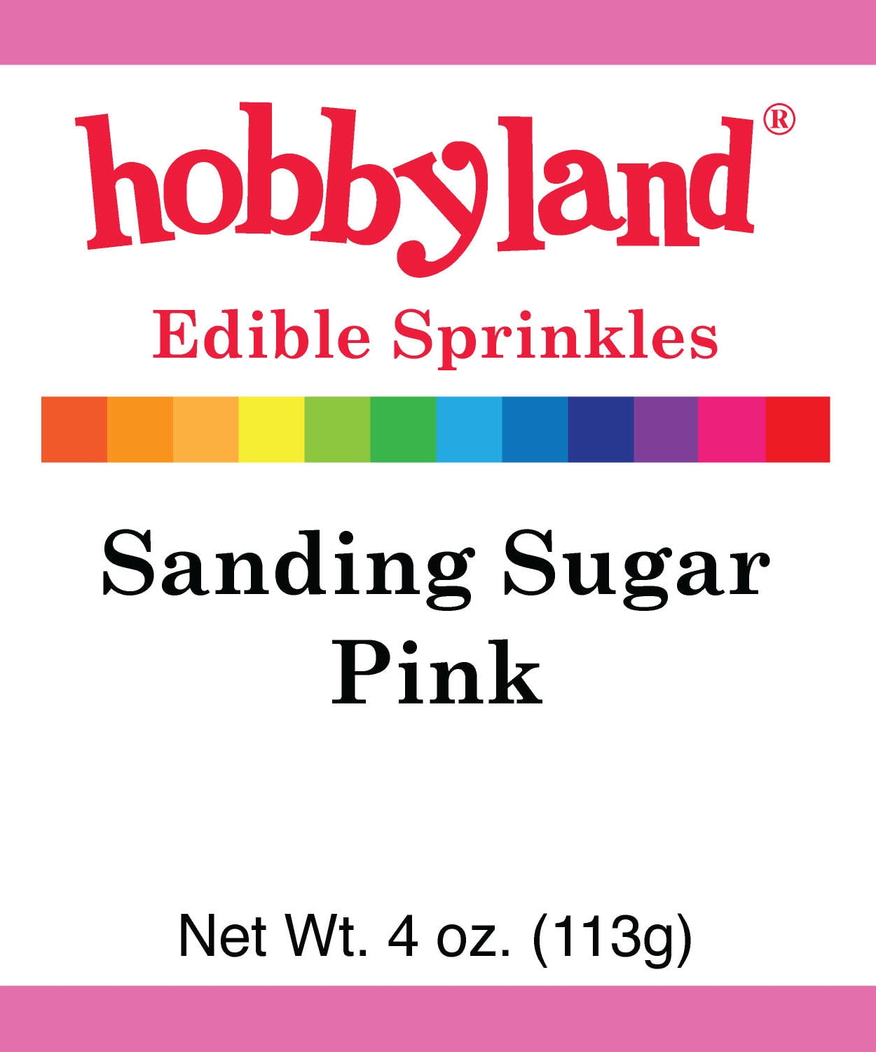 Hobbyland Edible Sprinkles, Sanding Sugar, Pink, 4 Oz