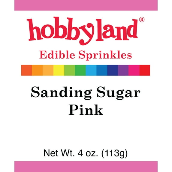 Hobbyland Edible Sprinkles, Sanding Sugar, Pink, 4 Oz