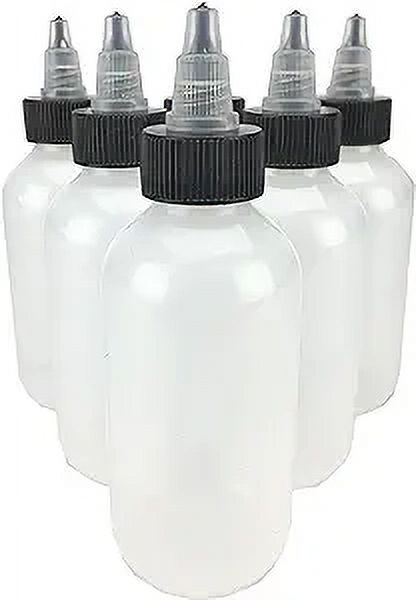 Hobbyland Squeeze Bottles, LDPE Plastic, Natural Boston Round, Black and Natural Twist Caps (8oz, 24/410 Neck, 6 Bottles)