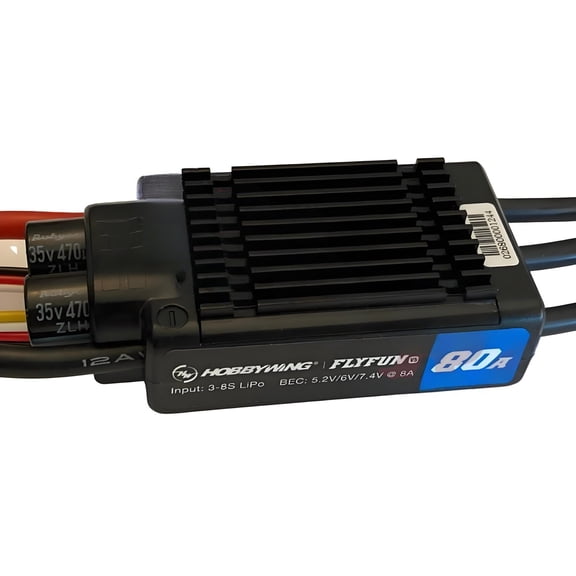 Hobbywing FlyFun V5 80A OPTO Brushless ESC 36S LiPo, Reverse Thrust, Programmable 5.2V/6V/7.4V 8A BEC, DEO Technology for EDF Jets & Fixed-Wing RC Aircraft