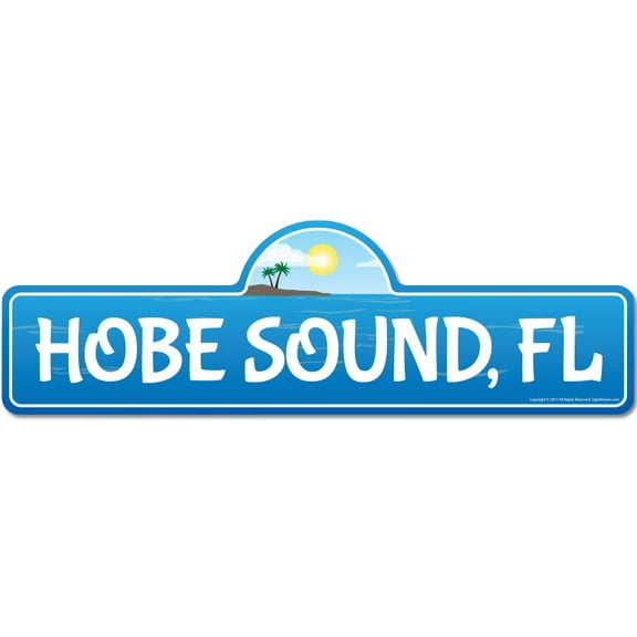 Hobe Sound FL Florida Beach Street Sign | Indoor/Outdoor | Surfer Ocean Lover Décor For Beach House Garages Living Rooms Bedroom | Signmission Personalized Gift