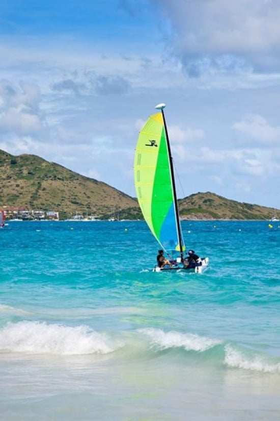 Hobe cat Orient Beach St Maarten West Indies Canvas Art - Brian Jannsen DanitaDelimont (24 x 36)
