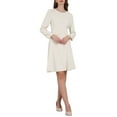 thumbnail image 1 of INSPIRE CHIC Women's A-Line Tweed Dress Long Sleeve Vintage Work Flare Dresses S Beige, 1 of 4