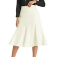 thumbnail image 1 of INSPIRE CHIC Women's Below Knee Lenght High Waist Fishtail Office Midi Skirt S Beige, 1 of 5
